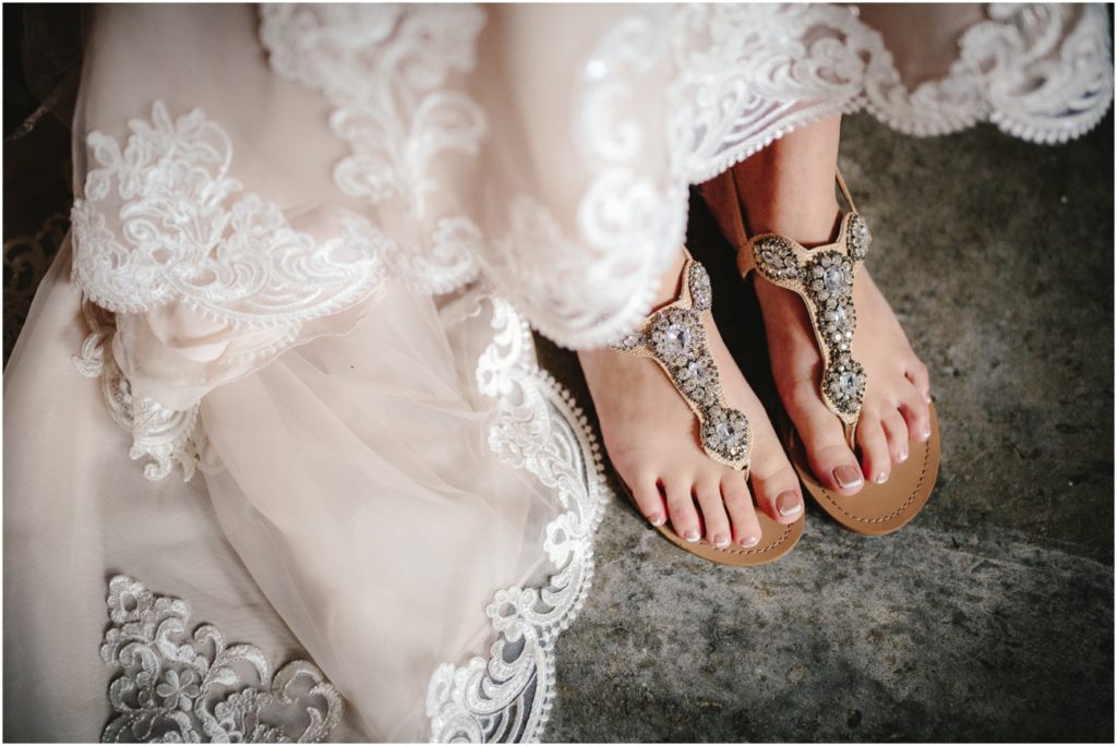 Wedding shoes on the bride