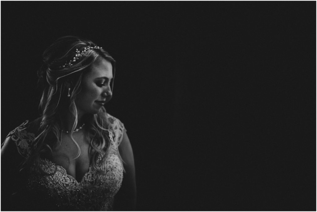 black and white image of the bride